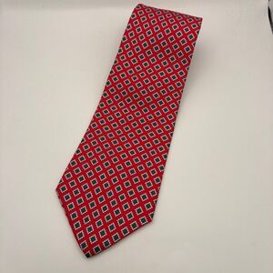 Gant Salty Dog Mens Red Geometric Medallion 100% Italian Silk Tie Made in USA